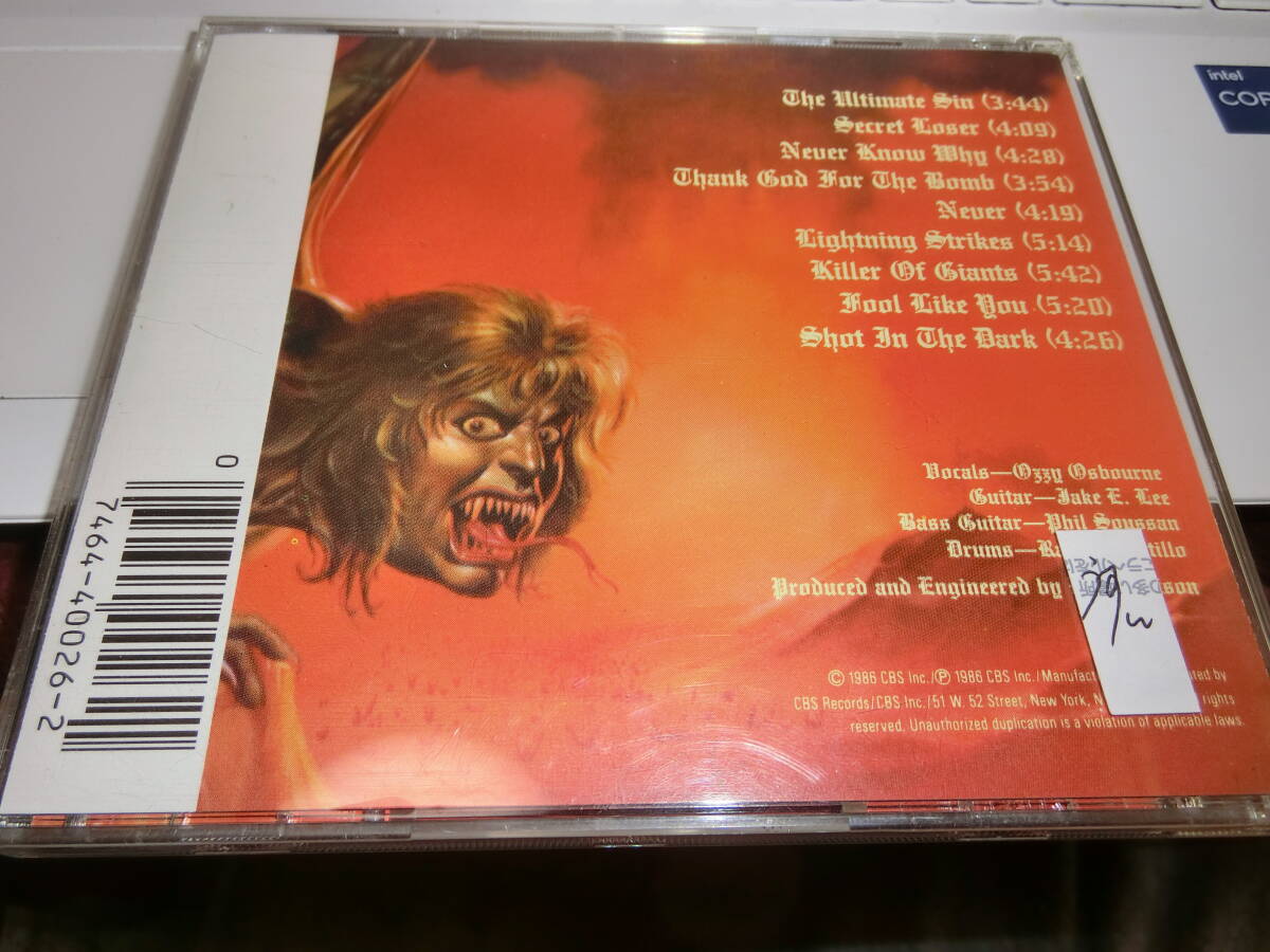 OZZY OZBOURNE/The Ultimate Sin 輸入盤CD　盤面薄い擦り傷あり_画像2
