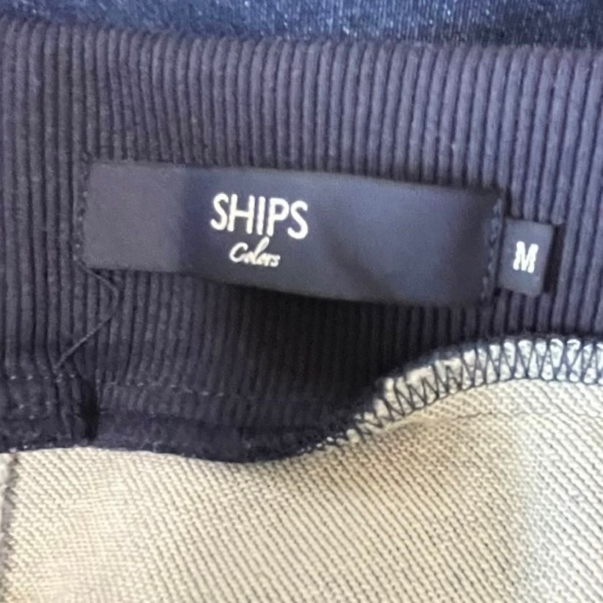 SHIPS シップス ストレッチ リブ パンツ Mインディゴ  ネイビー系 ストレッチ