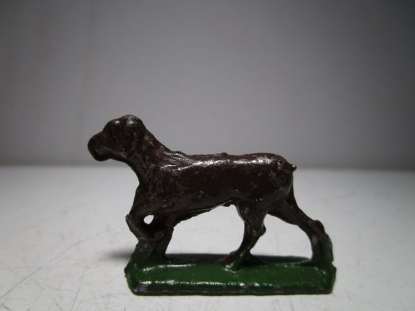 1930～40年代 ヴィンテージ 英国製 駆ける犬のオブジェ (アルミ＋亜鉛合金製) 台座付き ミニチュア玩具/古玩具/ジオラマ玩具の画像1