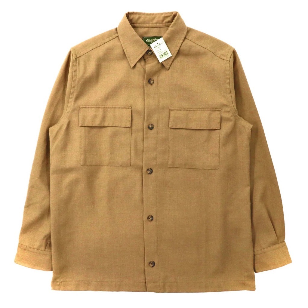 EDDIE BAUER フランネルワークシャツ S ベージュ ウール LS WOOL BLEND SH JKT 未使用品_画像2