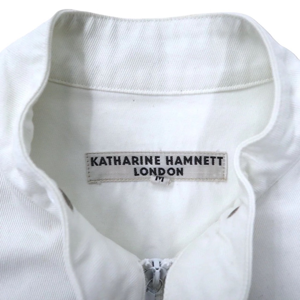 KATHARINE HAMNETT LONDON シングルライダースジャケット M ホワイト コットン RIRIジップ 90年代 日本製_画像5