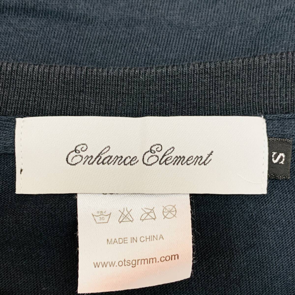 S3098 Enhance Element メンズ プリント Tシャツ 半袖 S ブラック コットン100％ 万能 カジュアルスタイル シンプル USED 古着_画像8