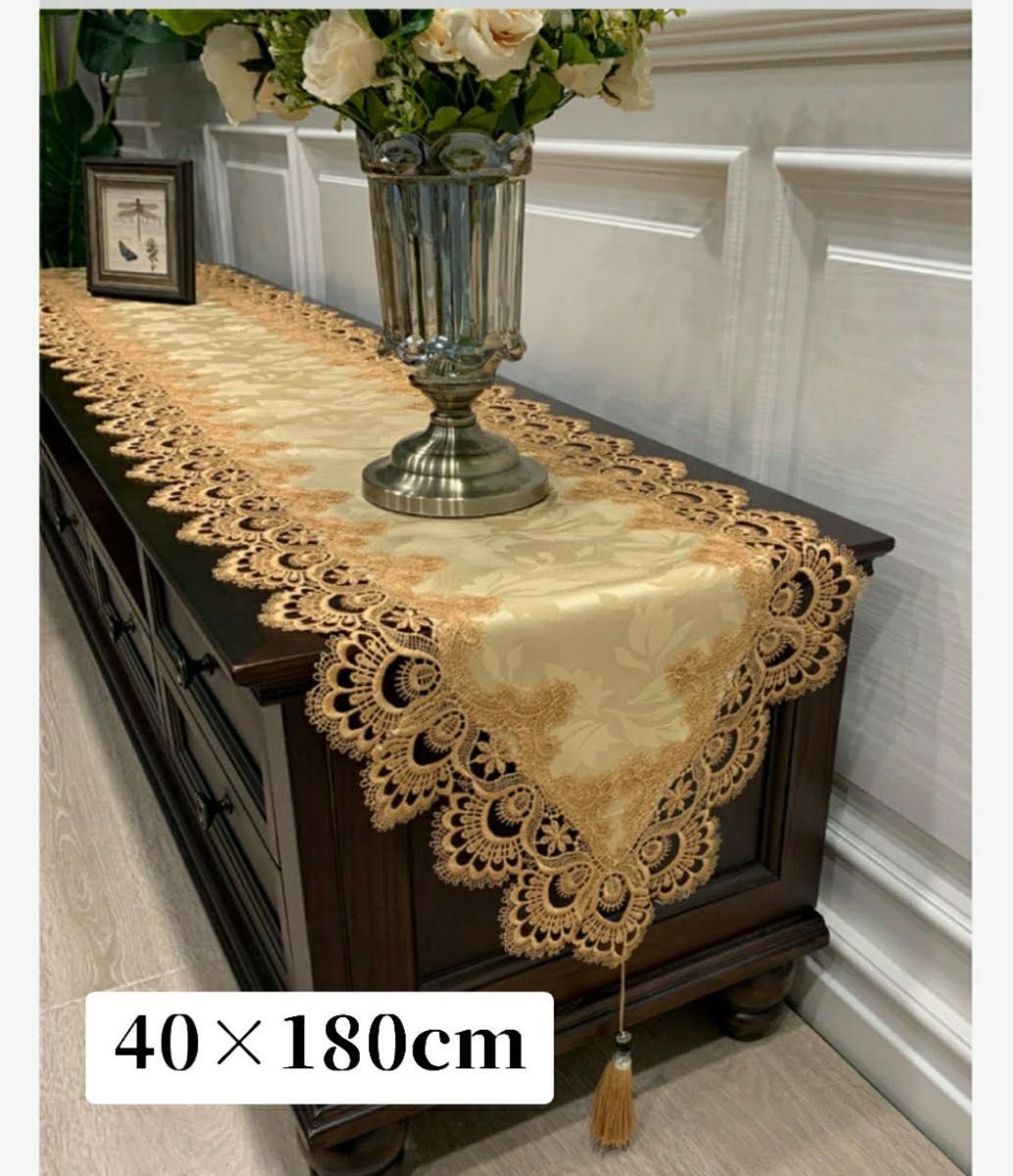 テーブルランナー テーブルクロス レース 刺繍 北欧 40×180cm エレガント アンティーク 花柄