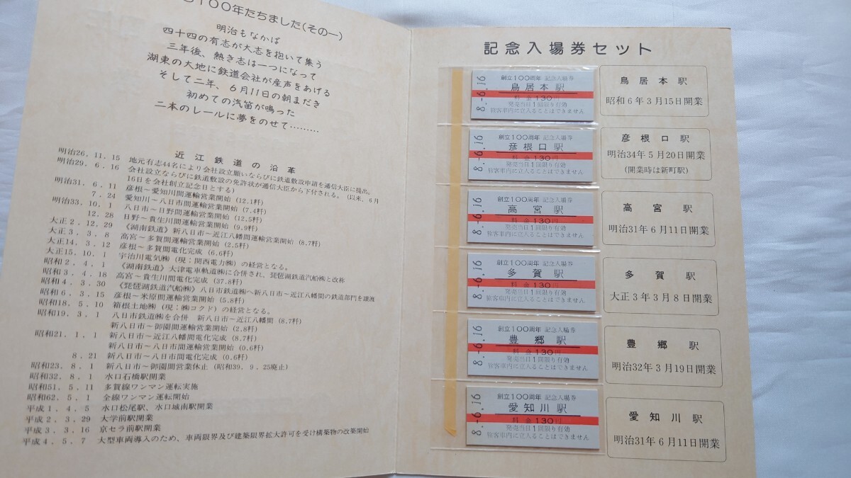 ▽近江鉄道▽創立100周年記念入場券▽平成8年 1060機関車_画像3