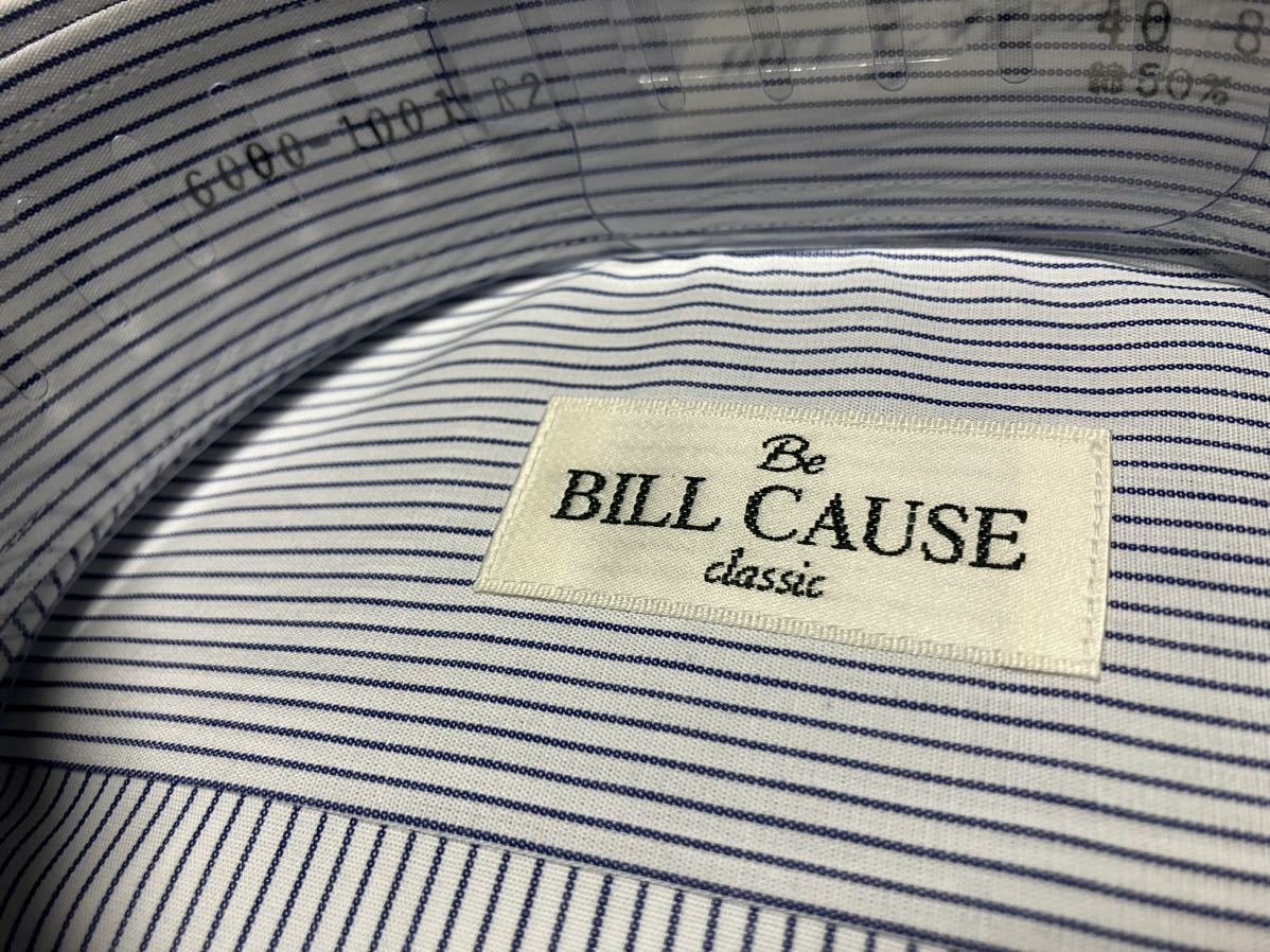 百貨店販売品　BILL CAUSE　形態安定　白地×ブルーストライプワイシャツ　M(39-78)　レギュラーカラー　送料無料_画像4