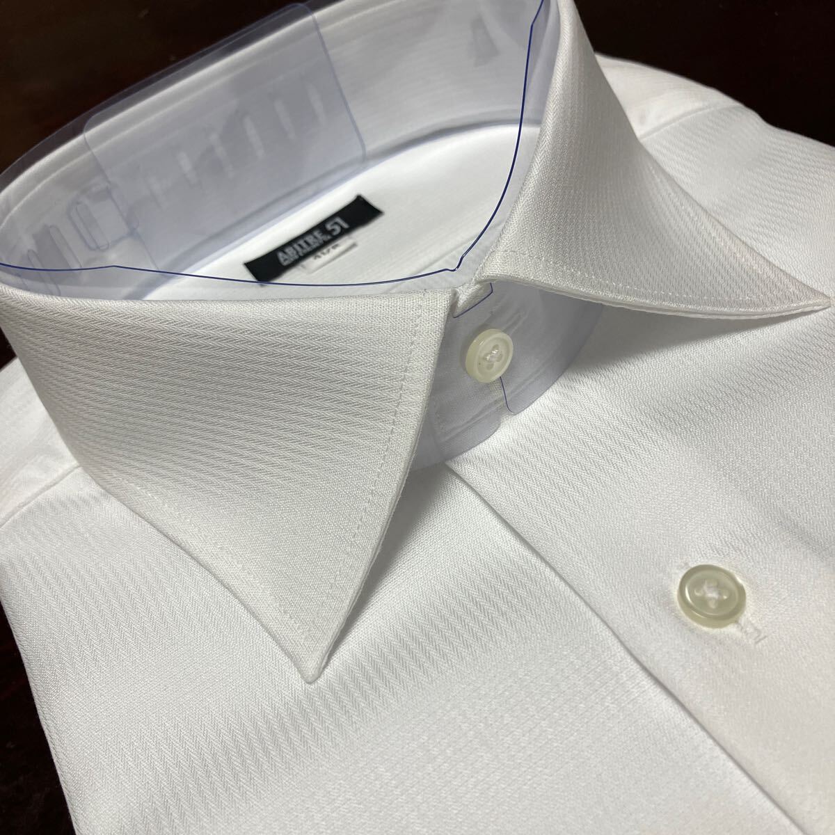 ABITRE51☆白織柄　形態安定ワイシャツ　L(41-85)　セミワイド 角切りカフス_画像4