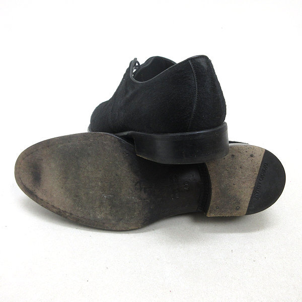 Q# made in Italy [ 42 ]joru geo Armani /GIORGIO ARMANI is lako leather wing chip shoes # black MENS/4[ used ]