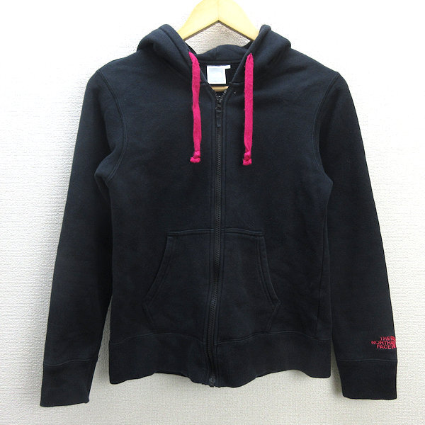 H■ノースフェイス/THE NORTH FACE NTW6141Z フルジップパーカ スウェット【L】黒/LADIES■60【中古】_画像1