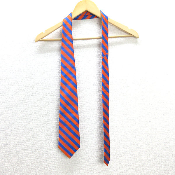 G# made in Japan # Ralph Lauren /RalphLoren diagonal stripe silk necktie # orange blue /men\'s/9[ used ]#