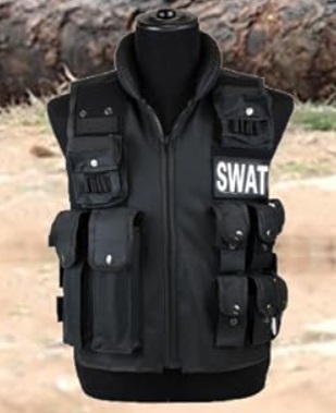 タクティカルベスト サバゲー ブラック マジックテープ式着脱ぎ 襟にクッション アメリカ 特殊部隊 SWAT レプリカベスト ミリタリー 軽量_画像1