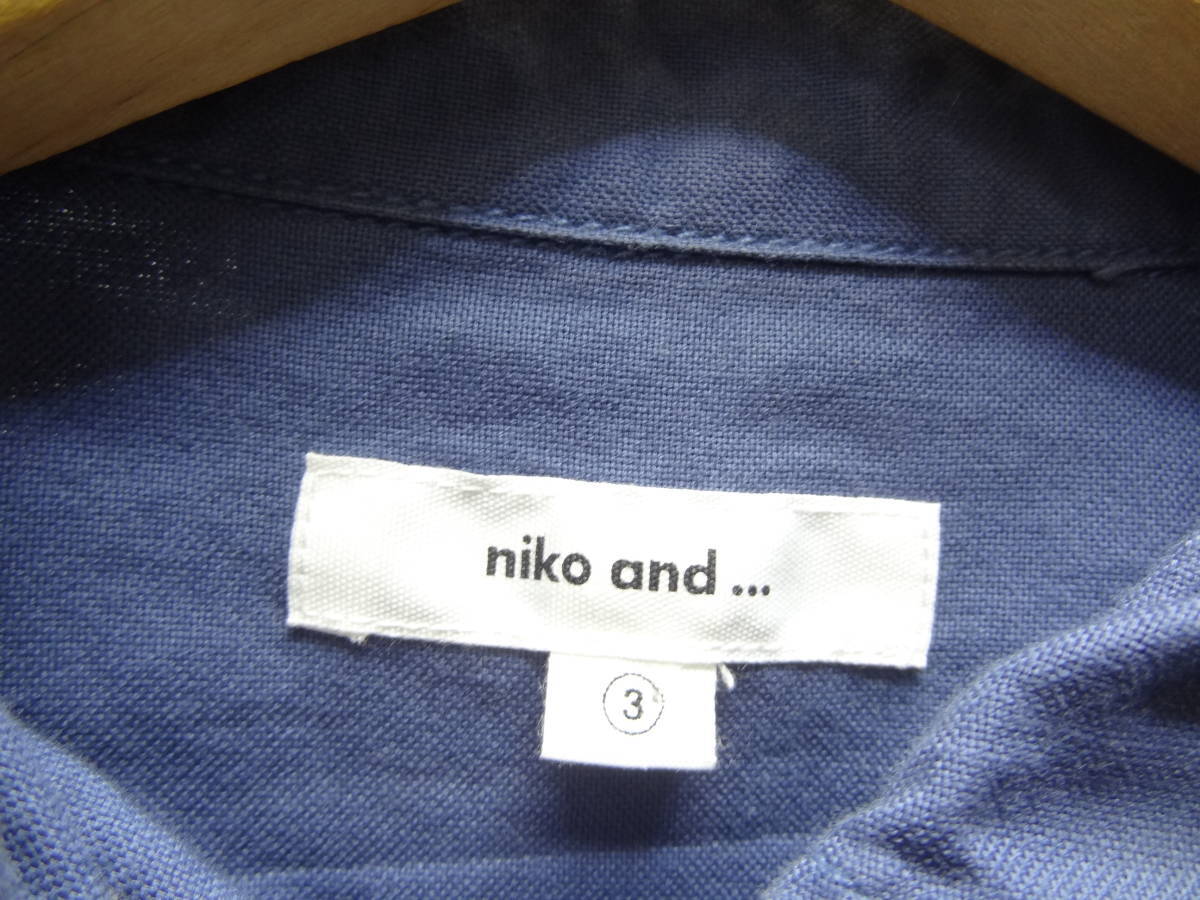 全国送料無料 ニコアンド niko and ... レディース ブルーグレー色 綿100%前立て比翼仕立て布帛ワンピース チュニック 3(L)サイズ_画像2