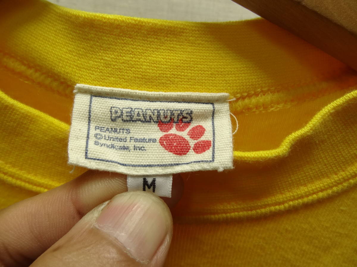 全国送料無料 スヌーピー＆ウッドストック PEANUTS グレース製 レディース 黄イエロー色 半袖プリントTシャツ M