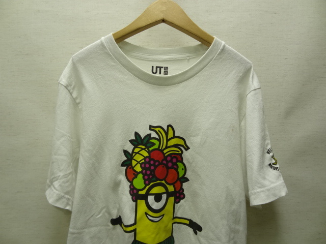 全国送料無料 ユニクロ UT X ミニオンズ メンズ＆レディース 綿100% ハロー(BELLO)サマー半袖 白色 Tシャツ M