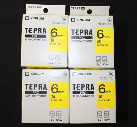 4箱まとめて TEPRA PRO テプラ テープカートリッジ 黄ラベル 黒文字 幅6mm SC6Y KING JIM 送料370円の画像1