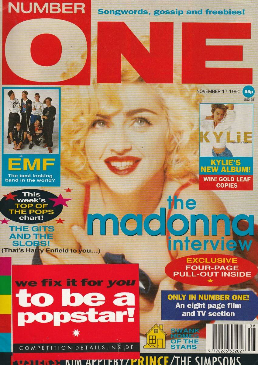 MADONNA　マドンナ　表紙雑誌 Number One (1990)　UK雑誌　：　プリンス　PRINCE　ピンナップ・ポスター_画像1