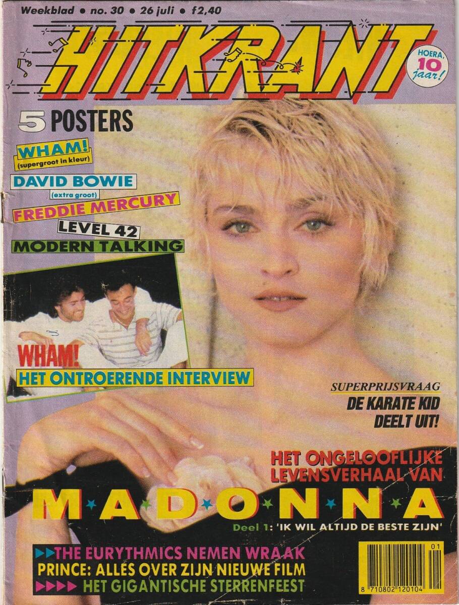 MADONNA マドンナ 表紙雑誌 HITKRANT (1986年) オランダ雑誌 : PRINCE プリンス Wham ! ワム! Freddie Mercury - 外国語雑誌 MADONNA マドンナ 表紙雑誌 HITKRANT (1986年) オランダ雑誌 : PRINCE プリンス Wham ! ワム! Freddie Mercury - 外国語雑誌