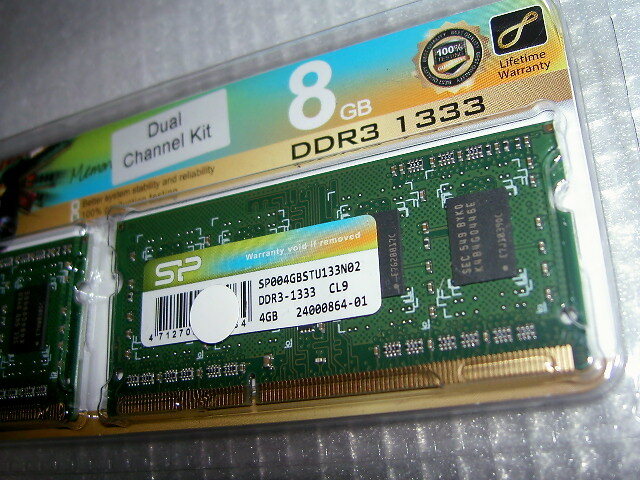 シリコンパワー ノートPC用メモリ 204Pin SO-DIMM DDR3-1333 PC3-10600 4GB×2枚 計 8GB SP008GBSTU133N22★PC3-8500 DDR3-1066 1600 12800_2枚目。