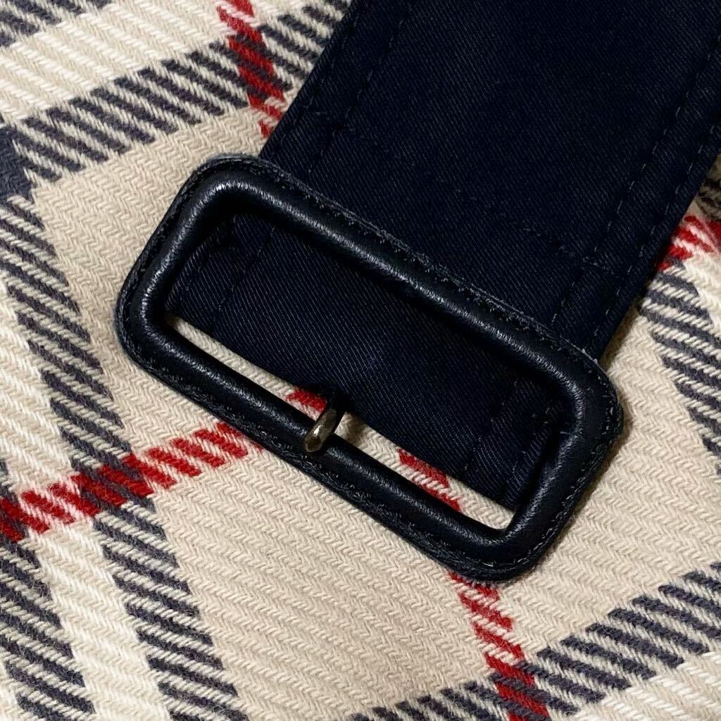 ★美品★バーバリー★BURBERRY 36-38/7-9号/S-M 1番人気モデル☆メガチェックコンビライナー付ロングトレンチコート 黒 通勤 フォーマルの画像7