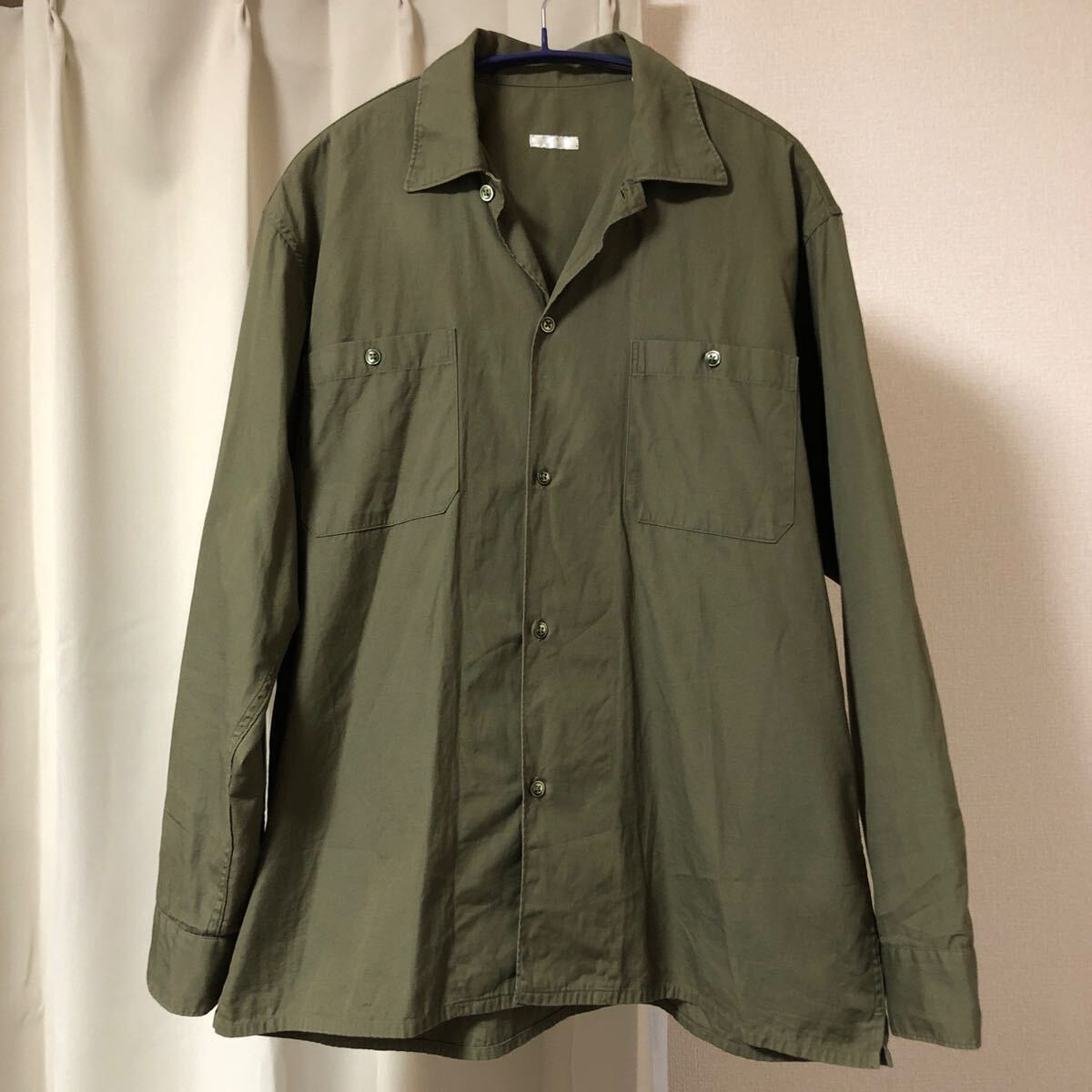 送料無料COMOLI 17AW ODオープンカラーシャツ サイズ1 オリーブ カーキ OD Open Collar Shirt Olive 長袖シャツ コモリ シャツ L03-02005_画像1