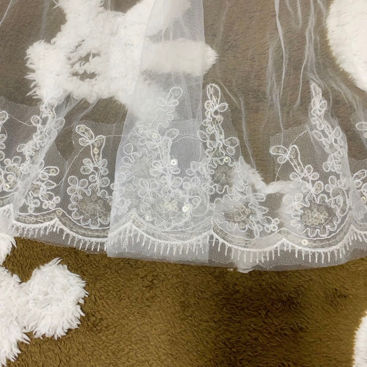 ブライダル ウェディングベール スパンコール 刺繍 ベール ドレス オフホワイト 結婚式 ウェディングドレス