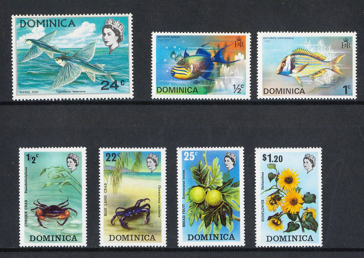  foreign stamp do Minica also peace country fish crab plant flower utsuboei etc. etc. 