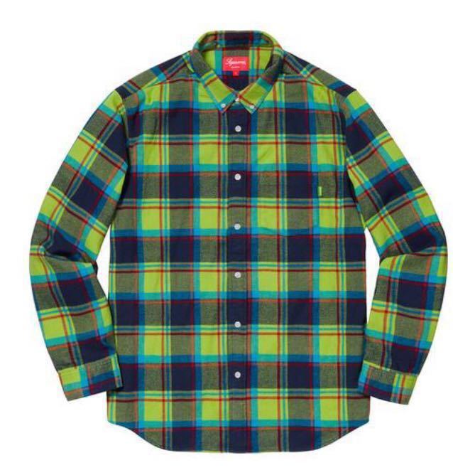 Supreme Plaid Flannel Shirt Lime M 新品 未使用 正規品 19SS