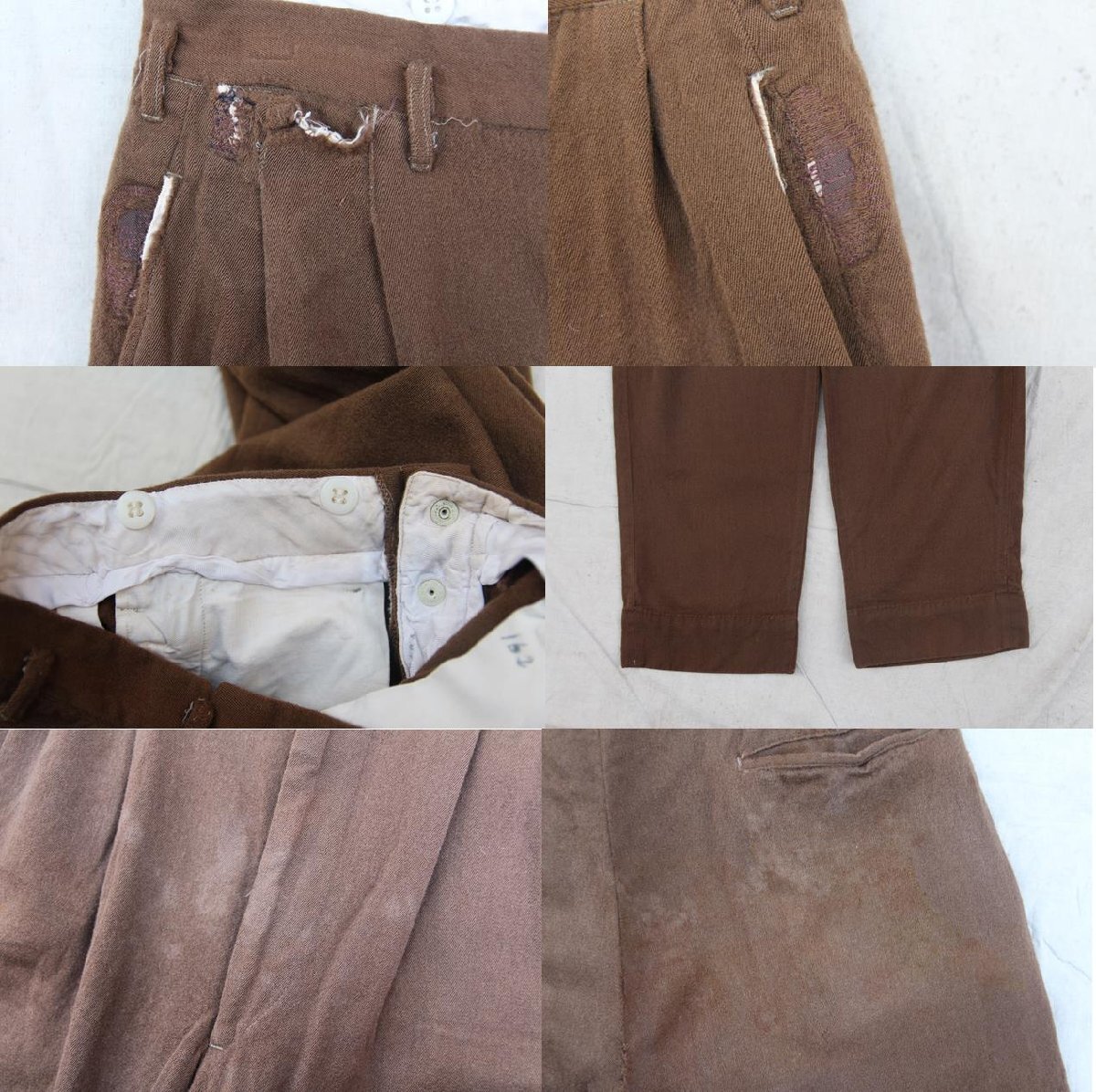 70s 80s VINTAGE ヴィンテージ USED 古着 Wool Tuck Slacks Pants ウールタックスラックスパンツ Brown 茶色 Surretwill サスペンダー W30_画像5