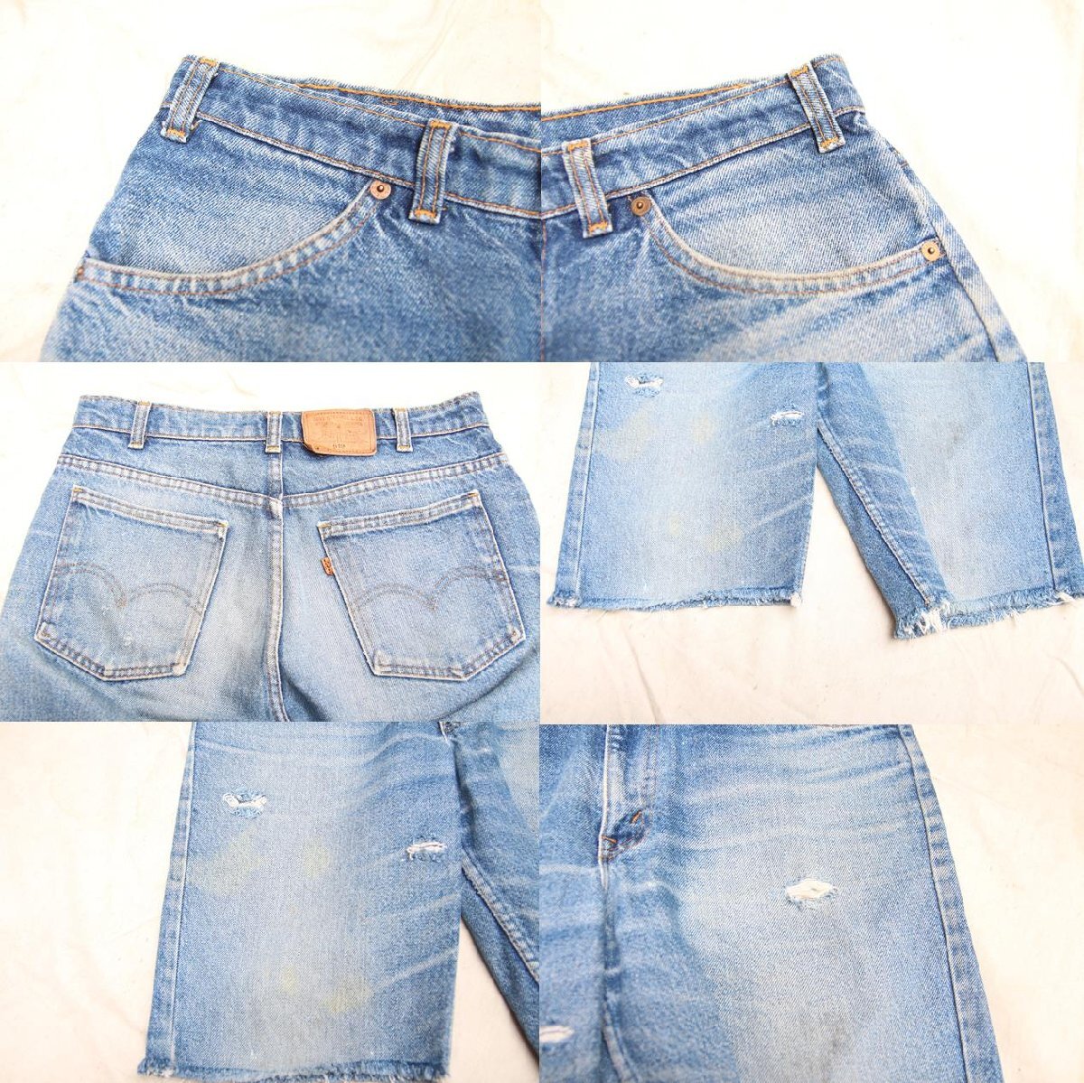 80s 90s VINTAGE ヴィンテージ USED 古着 Levis リーバイス Denim Shorts 619 デニムショーツ カナダ製 W32 縦落ち カットオフ 切っ放し_画像4