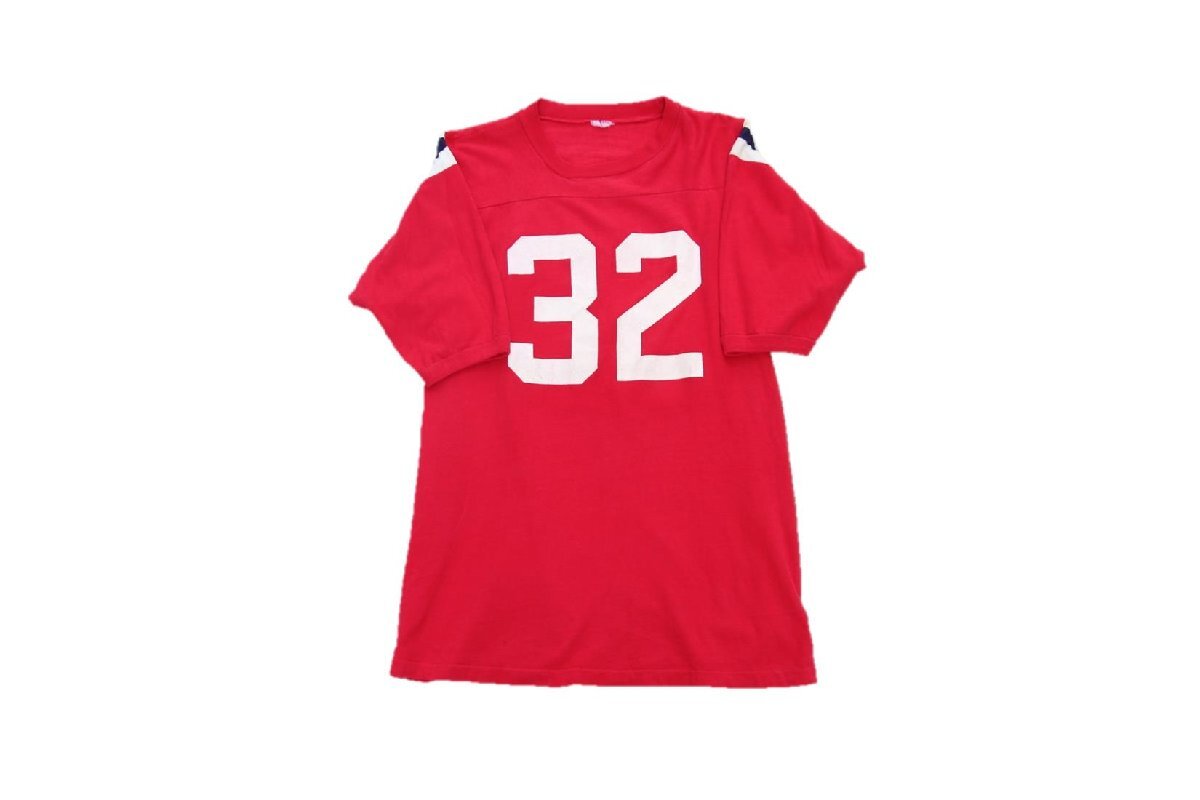 70s 80s VINTAGE ヴィンテージ USED 古着 Football Tee Print 半袖 フットボールTシャツ Numbering ナンバリング Red M 人気 トレンド NFL_画像1