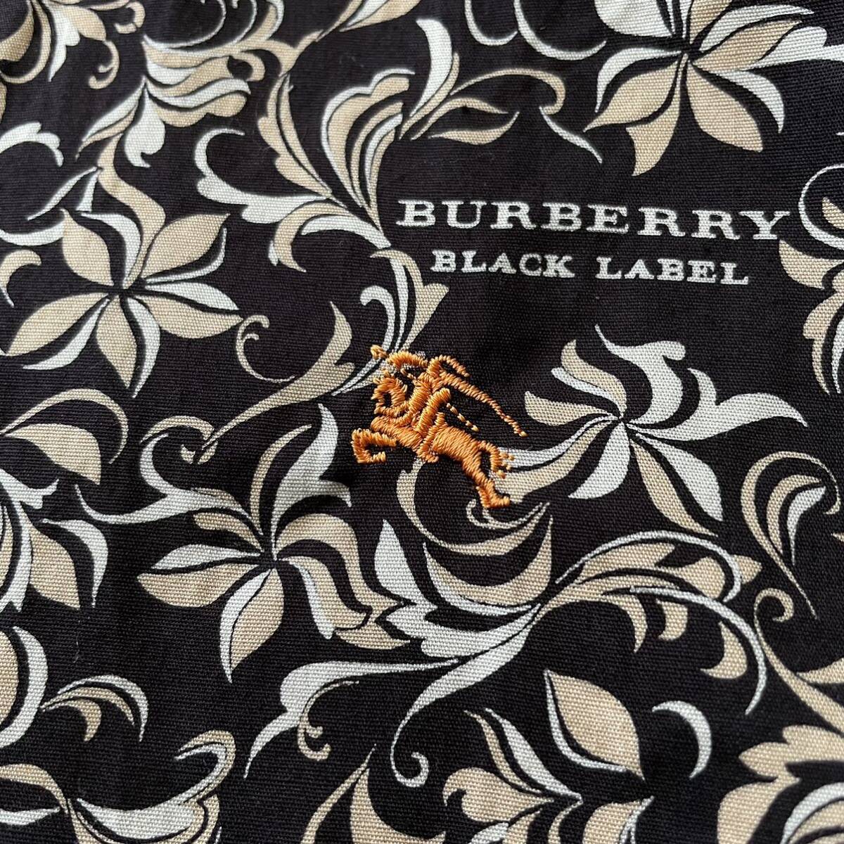  не использовался класс * Burberry Black Label BURBERRY BLACK LABEL общий рисунок дизайн кнопка down рубашка сорочка M размер шланг вышивка цветочный принт 