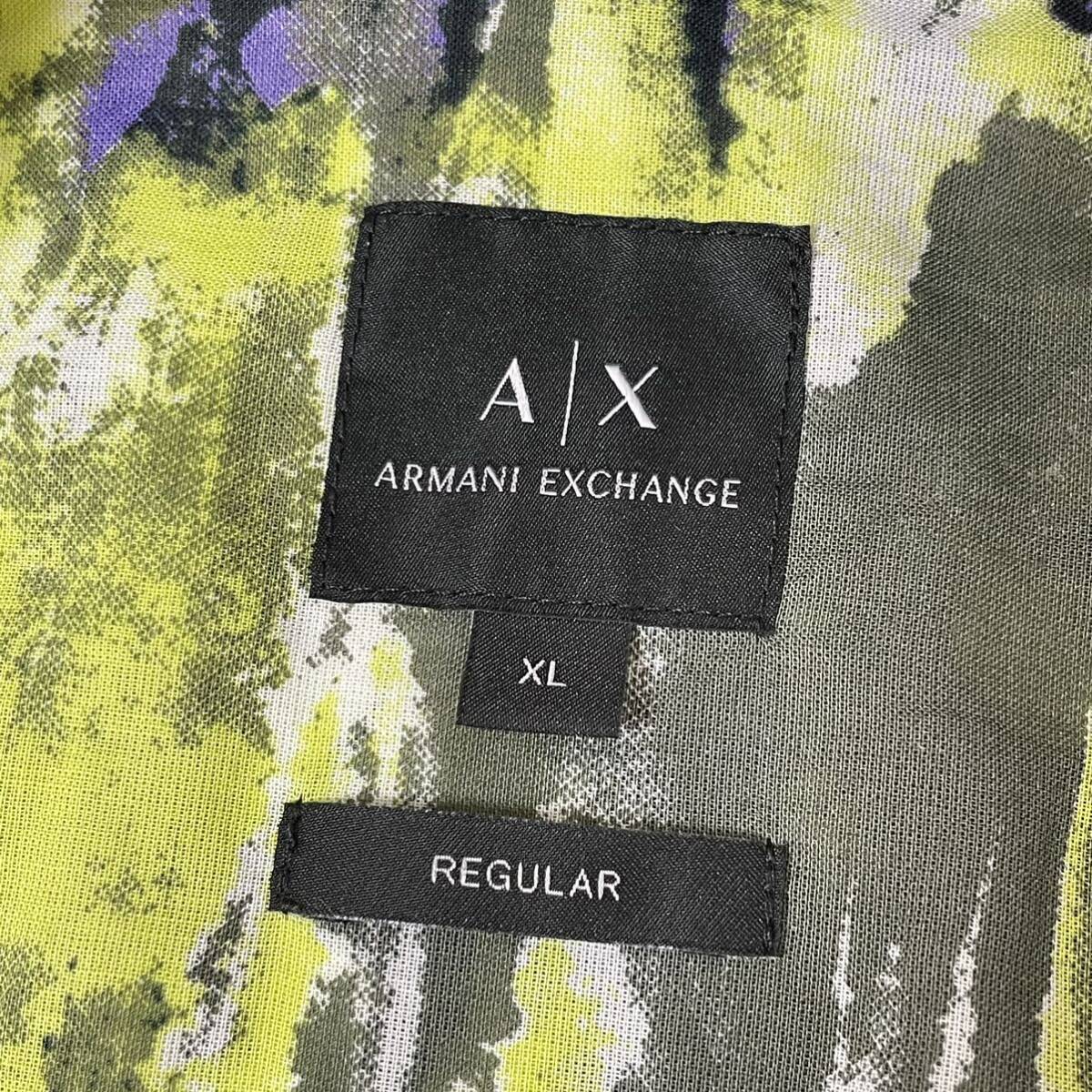 未使用級/XLサイズ★ アルマーニ エクスチェンジ ARMANI EXCHANGE マルチカラー 半袖 シャツ アロハ ロゴプリント ガーゼ調 コットン 総柄_画像9