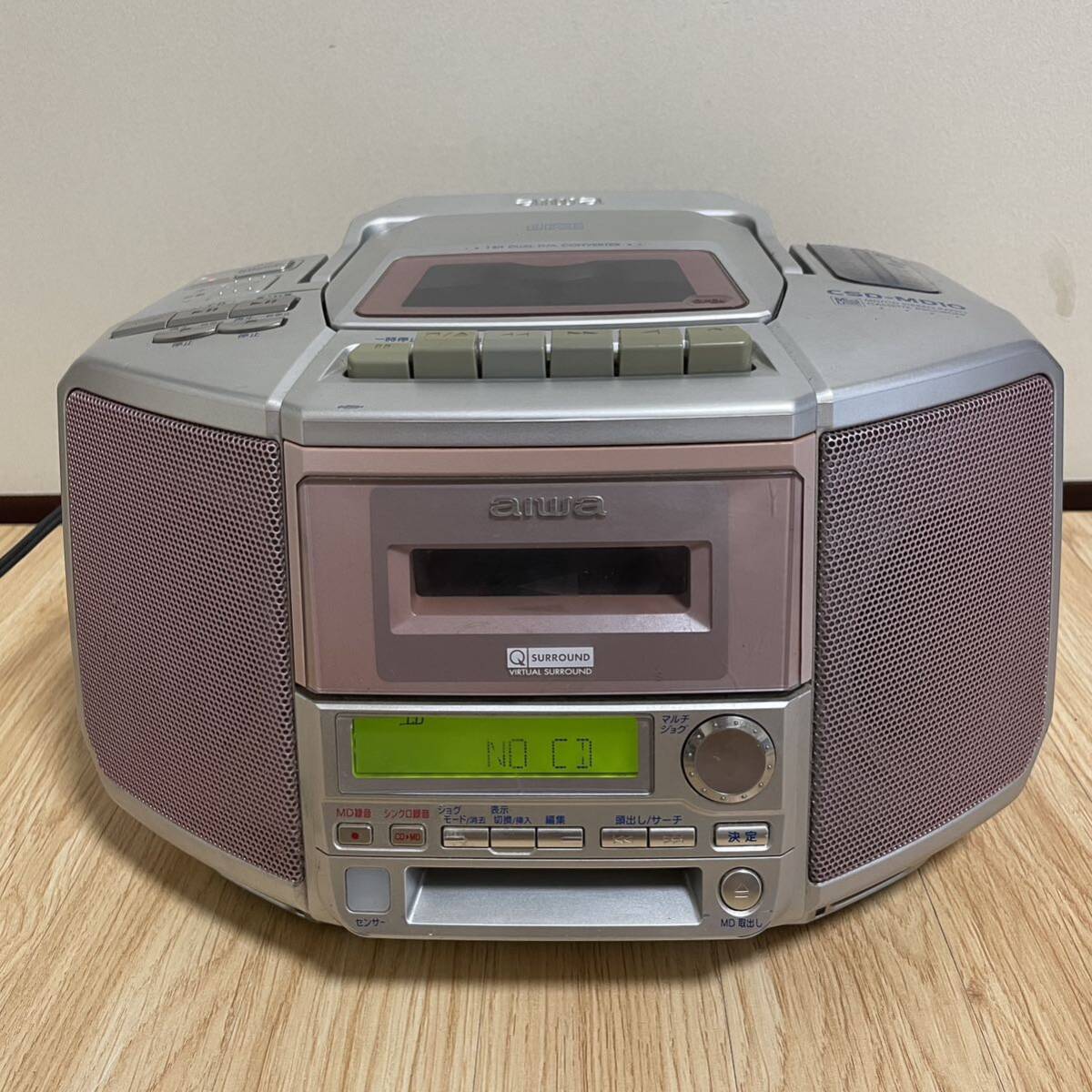 aiwa アイワ CD MD カセット CSD-MD10 ステレオラジオカセ 通電のみ確認済み現状品_画像1