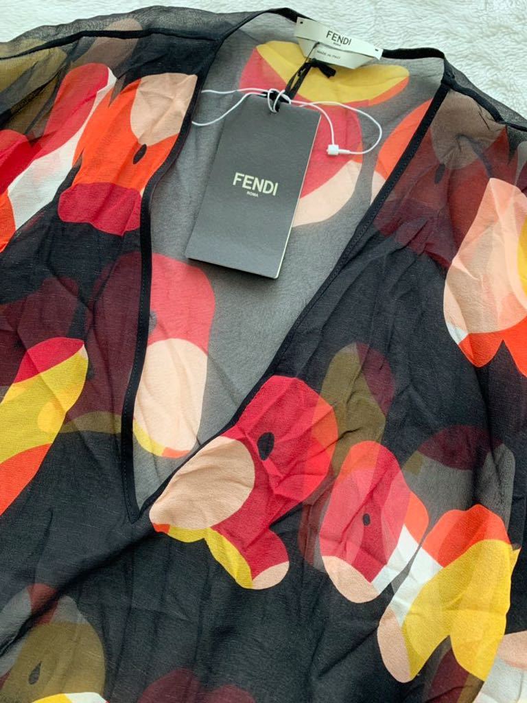 タグ付き FENDI ROMA sizeS CAFTANO FENDI GRAFFITI シルクシフォン ワンピース グラフィティー フェンディ ローマ スカーフ_画像2