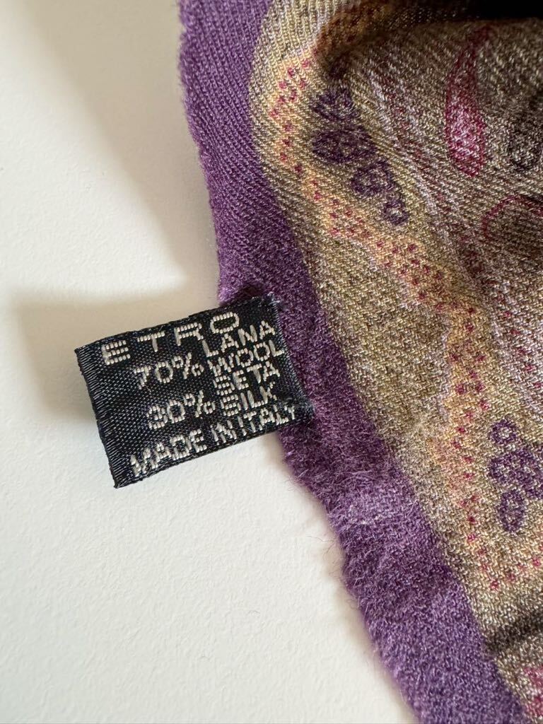 ETRO Italy made peiz Lee pattern silk . wool stole scarf muffler purple pink Etro 
