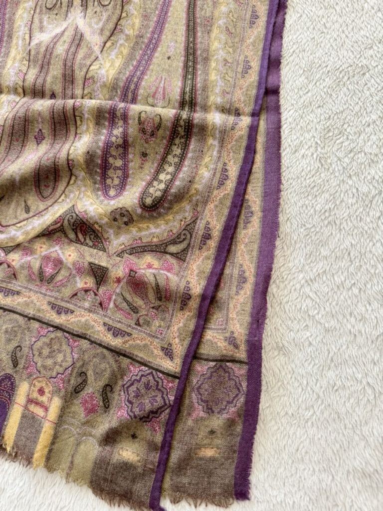 ETRO Italy made peiz Lee pattern silk . wool stole scarf muffler purple pink Etro 