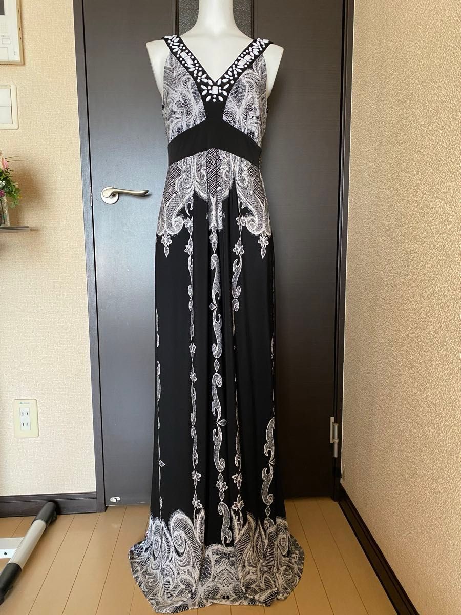 Style & Co.ロングマキシ丈ブラックストレッチドレス　セクシーノースリーブワンピース　Sサイズ