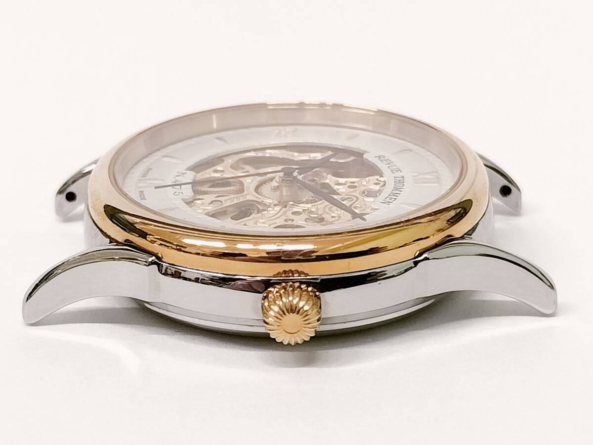 【稼働品】 美品 REVUE THOMMEN レビュートーメン No475 スケルトン文字盤 自動巻 22石 メンズ腕時計の画像3