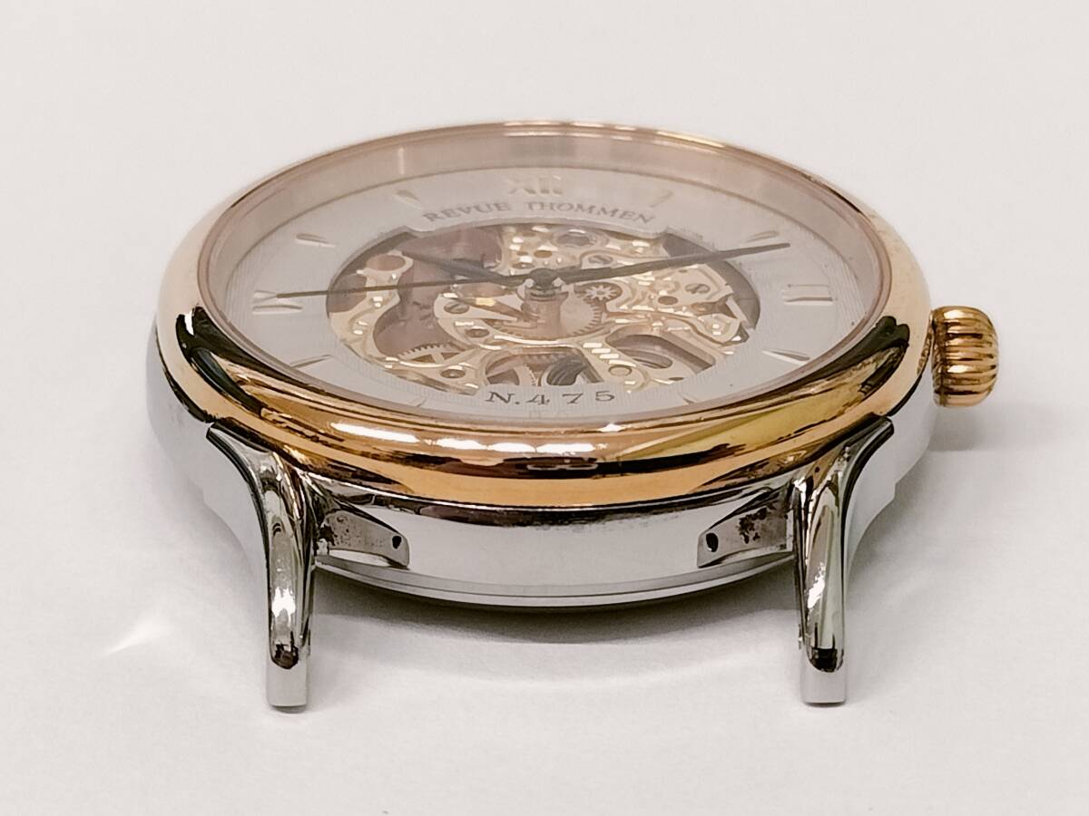 【稼働品】 美品 REVUE THOMMEN レビュートーメン No475 スケルトン文字盤 自動巻 22石 メンズ腕時計の画像6