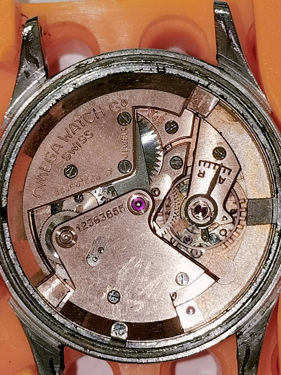 【稼働品】オメガ OMEGA オートマチック AUTOMATIC ハーフローター cal.342 クサビインデックス スモセコ メンズ腕時計の画像3