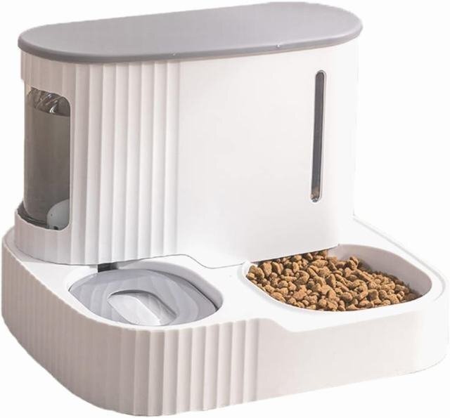  automatic feeder waterer feeding cat dog feeding machine 3L high capacity .... vessel many head .. washing with water possibility middle for small dog pet automatic bait feed inserting gray 