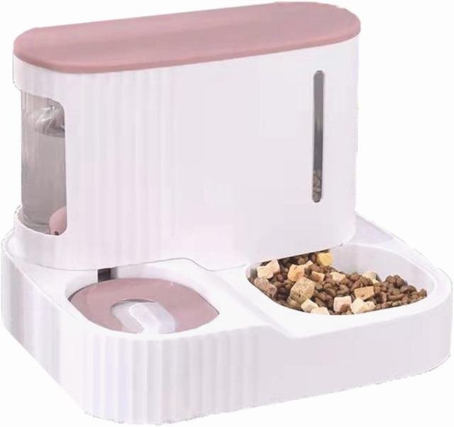  automatic feeder waterer feeding cat dog feeding machine 3L high capacity .... vessel many head .. washing with water possibility middle for small dog pet automatic bait feed inserting pink 