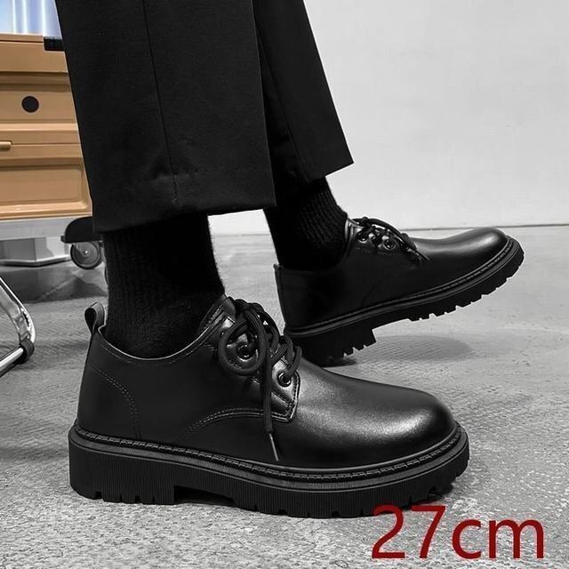 革靴 紐靴 メンズ カジュアル メンズシューズ ビジネスシューズ ハイカット 防滑ソール オフィス 紳士靴 PU革 27CM_画像1