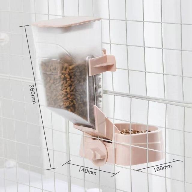 自動給餌器 犬 猫 固定 ケージ 取付 ペットフード容器　自動給餌機 餌入れ えさ入れ 餌やり ねこ いぬ　留守番給食　大容量　ピンク_画像5