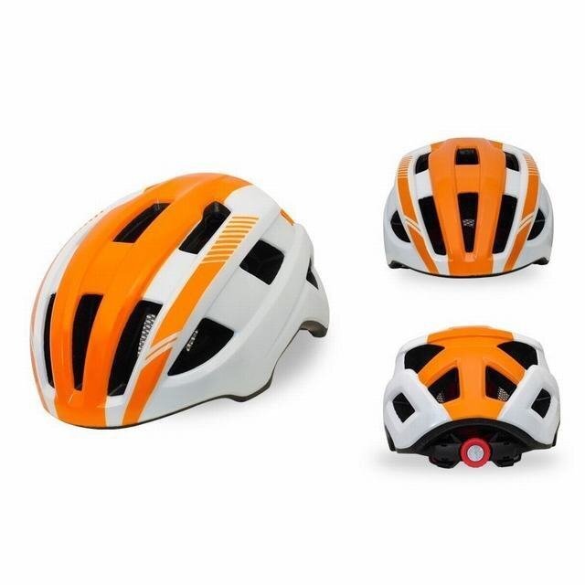 自転車 ヘルメット サイズ調整 自転車用 サイクリング ロードバイク サイクルヘルメット 通勤 軽量 高剛性 流線型 ホワイト&オレンジ_画像3