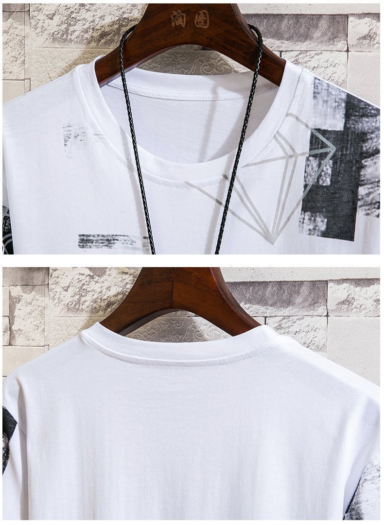 メンズ半袖Tシャツ、カットソー トップス メンズ おしゃれ tシャツ 丸首 胸プリント ルームウェア プレゼント　ホワイトXL_画像4