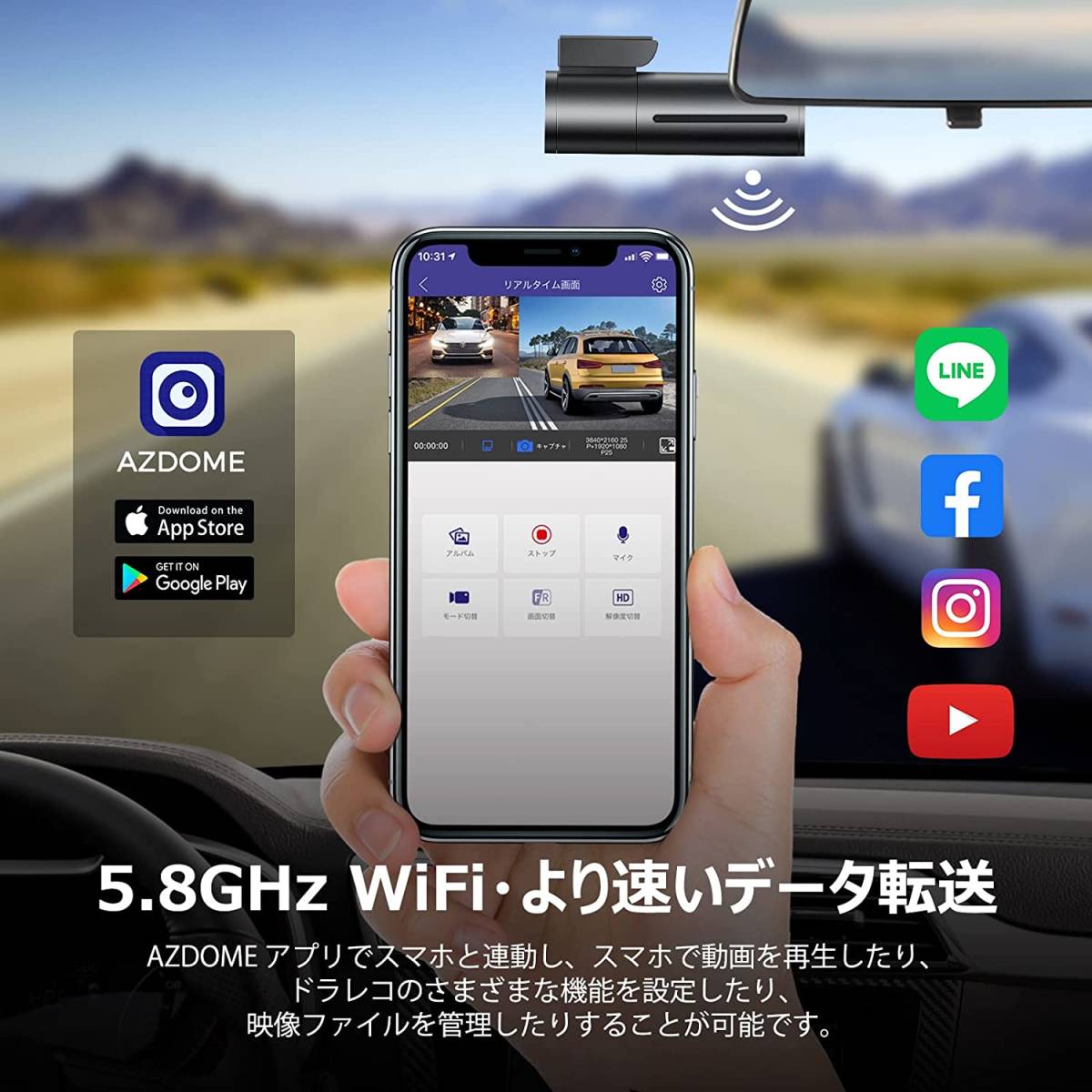 ドライブレコーダー 前後カメラ [360度回転リアカメラ・4K] 5G WiFi GPS搭載 駐車監視 64GB SDカード同梱 SONYセンサー WDR搭載_画像4