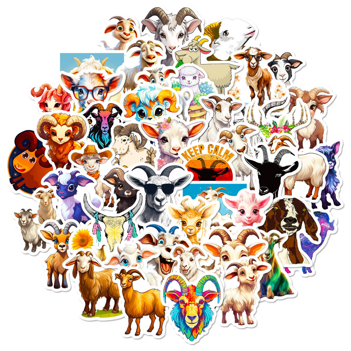 ヤギ　山羊　野羊　Goat　家畜　畜産　養殖場　動物　シール　ステッカー50枚BPA_画像5