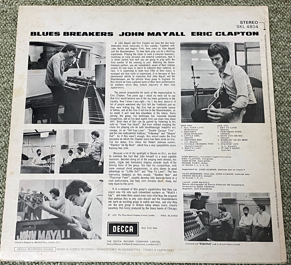 John Mayall / Blues Breakers With Eric Clapton (UK Stereo 両面マト1 初期プレス！) ジョン・メイオール エリック・クラプトンの画像2