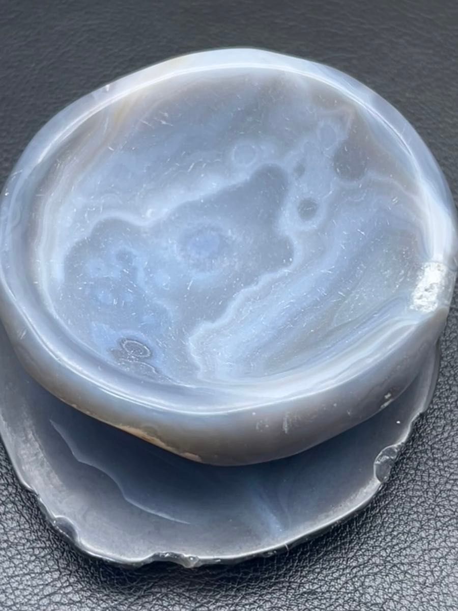 天然瑪瑙　浄化用皿　瑪瑙板　スライス　天然水晶さざれ付き(約80g)