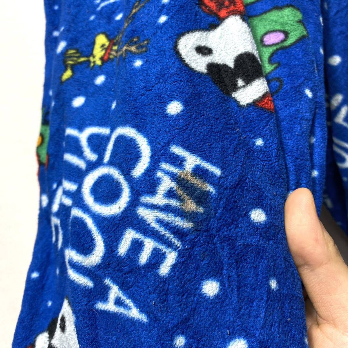 ■ 2011年製 PEANUTS クリスマス スヌーピー 総柄 イージー パジャマパンツ 古着 X-LARGE ブルー アメカジ ウッドストック ■